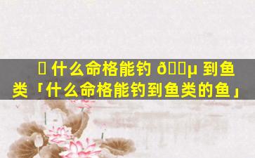 ☘ 什么命格能钓 🐵 到鱼类「什么命格能钓到鱼类的鱼」